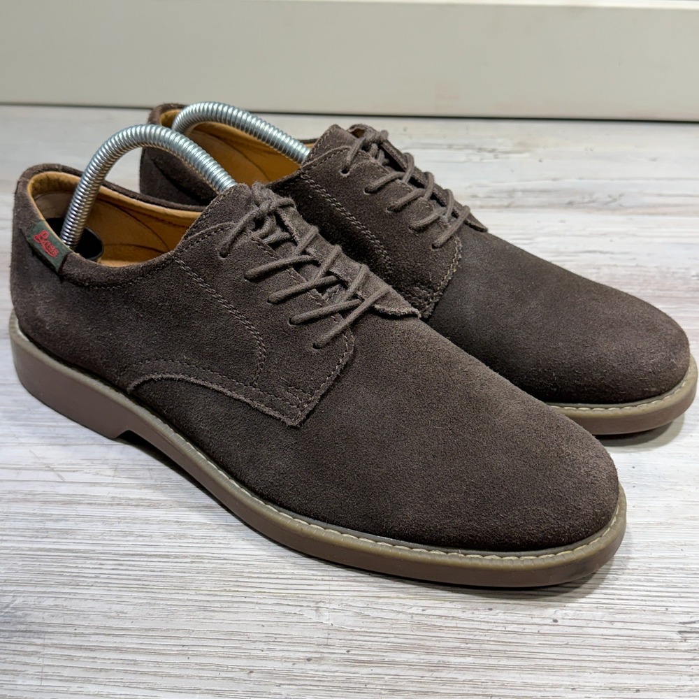 GH Bass Pasadena Suede Shoes Mens 8 W Buck Tan Leather Lace Up Oxford Derbies